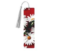 Segnalibri in legno con stampa di fiori rossi e margherite bianche, bellissimi accessori per notebook per uomini e donne amanti dei libri