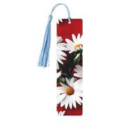 Segnalibri in legno con stampa di fiori rossi e margherite bianche, bellissimi accessori per notebook per uomini e donne amanti dei libri