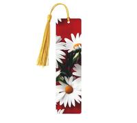 Segnalibri in legno con stampa di fiori rossi e margherite bianche, bellissimi accessori per notebook per uomini e donne amanti dei libri