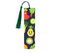 Segnalibri in legno con stampa di frutta e verdura in stile cartone animato, bellissimi accessori per notebook per uomini e donne