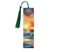 Segnalibri in legno con stampa di paesaggi oceanici e tramonto, bellissimi accessori per notebook per uomini e donne amanti dei libri