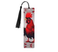 Segnalibri in legno con stampa di pollo rosso, bellissimi accessori per quaderni, per uomini e donne, amanti dei libri
