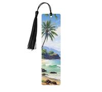 Segnalibri in legno con stampa di spiaggia hawaiana con palme, bellissimi accessori per notebook per uomini e donne amanti dei libri