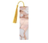 Segnalibri in legno con stampa marmo oro rosa nappe colorate, artigianato decorativo, accessori per amanti dei libri