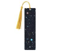 Segnalibri in legno con stelle e galassie costellazione, per gli amanti dei libri, segnalibro fai da te fatto a mano con nappe colorate Marcatori per pagine stampati su entrambi i lati, accessori