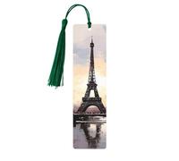 Segnalibri in legno da regalo - Segnalibro con dipinto a olio della Torre Eiffel di Parigi con nappe, segnalibro in legno vintage creativo per gli amanti dei libri, segnalibri di lettura fatti a mano,