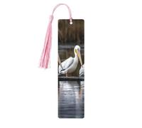 Segnalibri in legno da regalo - Segnalibro con tre pellicani e nappe, segnalibro in legno vintage creativo per gli amanti dei libri, segnalibri di lettura fatti a mano, regalo di Natale per uomini e d