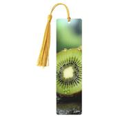 Segnalibri in legno di kiwi verde per gli amanti dei libri, segnalibro fai da te fatto a mano con nappe colorate su entrambi i lati, segnalibri stampati su entrambi i lati, accessori artistici per