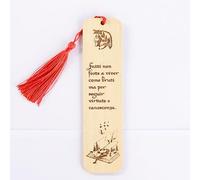 Segnalibri in Legno Incisi con Frasi Celebri di Dante e Leopardi, 2 modelli (Dante)