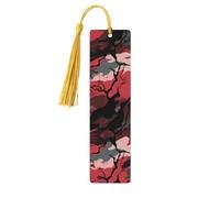 Segnalibri in legno mimetico rosso per gli amanti dei libri, segnalibro fai da te fatto a mano con nappe colorate Marcatori di pagina stampati su entrambi i lati, accessori artistici per libri regalo