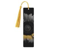 Segnalibri in legno nero girasole per gli amanti dei libri, segnalibro fai da te fatto a mano con nappe colorate Marcatori di pagina stampati su entrambi i lati, accessori artistici per libri regalo