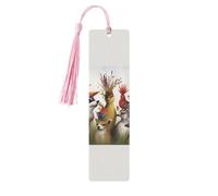 Segnalibri in legno per feste con animali per gli amanti dei libri, segnalibro fai da te fatto a mano con nappe colorate Marcatori di pagina stampati su entrambi i lati, accessori artistici per libri