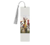 Segnalibri in legno per feste con animali per gli amanti dei libri, segnalibro fai da te fatto a mano con nappe colorate Marcatori di pagina stampati su entrambi i lati, accessori artistici per libri
