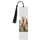 Segnalibri in legno per feste con animali per gli amanti dei libri, segnalibro fai da te fatto a mano con nappe colorate Marcatori di pagina stampati su entrambi i lati, accessori artistici per libri