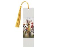 Segnalibri in legno per feste con animali per gli amanti dei libri, segnalibro fai da te fatto a mano con nappe colorate Marcatori di pagina stampati su entrambi i lati, accessori artistici per libri