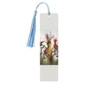 Segnalibri in legno per feste con animali per gli amanti dei libri, segnalibro fai da te fatto a mano con nappe colorate Marcatori di pagina stampati su entrambi i lati, accessori artistici per libri