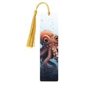 Segnalibri in legno per uomini e donne segnalibri fatti a mano ornamenti con nappe Vintage Legno Segnalibri Polpo nel mare Etichette da appendere in legno Marcatori di lettura per gli amanti dei libri