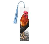 Segnalibri in legno per uomini e donne Segnalibro fatto a mano Ornamenti con nappe Segnalibri in legno vintage Gallo Tag in legno da appendere etichette per lettura per gli amanti dei libri