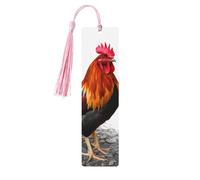 Segnalibri in legno per uomini e donne Segnalibro fatto a mano Ornamenti con nappe Segnalibri in legno vintage Gallo Tag in legno da appendere etichette per lettura per gli amanti dei libri