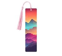 Segnalibri in legno per uomini e donne Segnalibro fatto a mano Ornamenti con nappe Segnalibri in legno vintage Segnalibri di colore Montagna Gradiente Etichette da appendere Lettura Segnalibri per gli