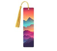 Segnalibri in legno per uomini e donne Segnalibro fatto a mano Ornamenti con nappe Segnalibri in legno vintage Segnalibri di colore Montagna Gradiente Etichette da appendere Lettura Segnalibri per gli