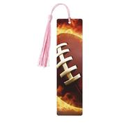 Segnalibri in legno per uomini e donne Segnalibro fatto a mano Ornamenti con nappe Segnalibri in legno vintage Segnalibri in legno Fiammeggiante Football americano Tag in legno da appendere in legno