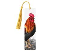 Segnalibri in legno per uomini e donne Segnalibro fatto a mano Ornamenti con nappe Segnalibri in legno vintage Gallo Tag in legno da appendere etichette per lettura per gli amanti dei libri
