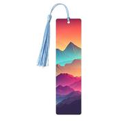 Segnalibri in legno per uomini e donne Segnalibro fatto a mano Ornamenti con nappe Segnalibri in legno vintage Segnalibri di colore Montagna Gradiente Etichette da appendere Lettura Segnalibri per gli