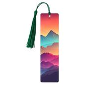 Segnalibri in legno per uomini e donne Segnalibro fatto a mano Ornamenti con nappe Segnalibri in legno vintage Segnalibri di colore Montagna Gradiente Etichette da appendere Lettura Segnalibri per gli