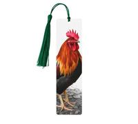 Segnalibri in legno per uomini e donne Segnalibro fatto a mano Ornamenti con nappe Segnalibri in legno vintage Gallo Tag in legno da appendere etichette per lettura per gli amanti dei libri