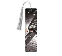 Segnalibri in legno regalo - Microfono con note musicali Segnalibro con nappe Segnalibro in legno vintage creativo per gli amanti dei libri Segnalibri di lettura fatti a mano Regalo di Natale per uomi