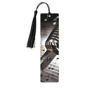 Segnalibri in legno regalo - Microfono con note musicali Segnalibro con nappe Segnalibro in legno vintage creativo per gli amanti dei libri Segnalibri di lettura fatti a mano Regalo di Natale per uomi