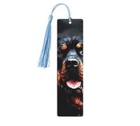Segnalibri in legno regalo - Segnalibro artistico con nappe e raffigurante un cane Rottweiler. Segnalibro in legno vintage creativo per gli amanti dei libri. Segnalibri di lettura fatti a mano. Regalo