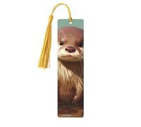 Segnalibri in legno regalo - Simpatico segnalibro a forma di lontra con nappe, segnalibro in legno vintage creativo per gli amanti dei libri, segnalibri di lettura fatti a mano, regalo di Natale per u