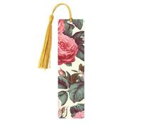 Segnalibri in legno rosa con fiori floreali rosa per gli amanti dei libri, segnalibro fai da te fatto a mano con nappe colorate Marcatori di pagina stampati su entrambi i lati, accessori artistici per
