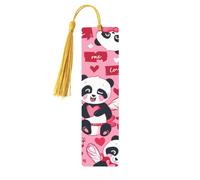 Segnalibri in legno stampati su entrambi i lati con panda con ali, accessori artistici per libri, regali di compleanno per uomini e donne, regali per gli amanti dei libri