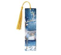 Segnalibri in legno stampati su entrambi i lati, con renna, accessori artistici per libri, regali di compleanno per uomini e donne, regali per gli amanti dei libri