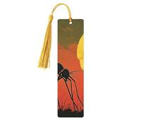 Segnalibri in legno stampati su entrambi i lati con scritta "A Big Mosquito Under The Setting Sun", accessori artistici per libri, regali di compleanno per uomini e donne, regali per gli amanti dei