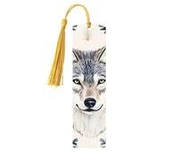 Segnalibri in legno stampati su entrambi i lati con tre teste di lupo, accessori artistici per libri, regali di compleanno per uomini e donne, regali per gli amanti dei libri