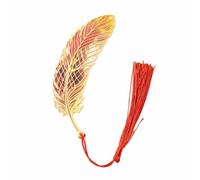 Segnalibri in metallo a forma di piuma con catena, elegante segnalibro per lettore, scrittore, insegnante (rosso)