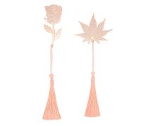 Segnalibri in metallo da 2 pezzi Segnalibro cavo in stile foglia di fiore in acciaio inossidabile elettrolitico in oro rosa per la scuola dell'ufficio