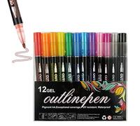 Segnalibri luminosi | Colorati Marcatori di scintillio linea auto-out per disegnare, scarabocchiare, scrapbooking | Penne d'arte a doppio colore per biglietti di auguri, manu