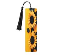 Segnalibri minimalisti in legno nero giallo con due girasoli con nappe cartello in legno per artigianato segnalibri per libri per lettori amanti dei libri