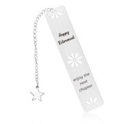 Segnalibri per Happy Retirement, Acciaio Inossidabile Segnalibri Regalo per Pensionamento Enjoy The Next Chapter Fiore Cavo con Catena di Estensione per Colleghi in Pensione Dipendenti Lettori