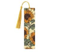 Segnalibri romantici in legno con girasoli per gli amanti dei libri, segnalibro fai da te fatto a mano con nappe colorate Marcatori di pagina stampati su entrambi i lati, accessori artistici per libri