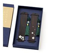 segnalibri, Set di segnalibri in legno di sandalo viola con fiori di ciliegio intagliati a mano, 13,5x2,8 cm, 2 pezzi