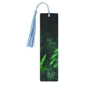 Segnalibri verdi con nappe, motivo piante della giungla tropicale, segnalibro in legno per donne e uomini, segnalibro fatto a mano per gli amanti dei libri, segnapagine di lettura, etichette in legno