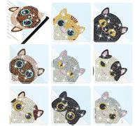 Segnalibro a diamante 5D, 8 pezzi, in pelle, mandala, loto, segnalibro ad angolo, in pelle, per gli amanti dei libri (BJ15)