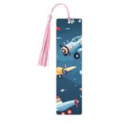 Segnalibro a forma di aeroplano in stile cartone animato, segnalibro in legno con nappa, per donne e uomini, per leggere le pagine, regali per gli amanti dei libri
