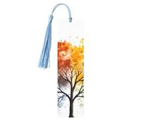 Segnalibro a forma di albero di quattro stagioni, in legno, con nappa, per donne e uomini, per leggere le pagine, regali per gli amanti dei libri